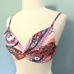 Silky pink paisley festival bralette top. Medium. Europa the Label.